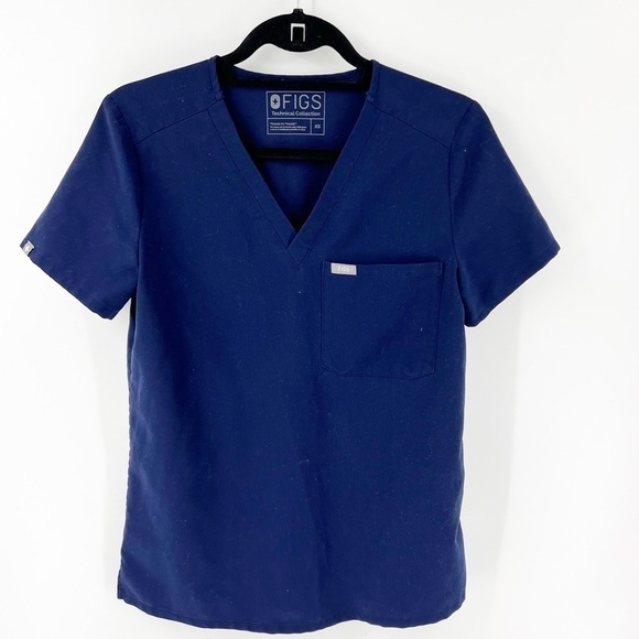 Figs Tops - ✅ FIGS TECHNICAL COLLECTION NAVY BLUE SCRUB TOP SIZE X-SMALL